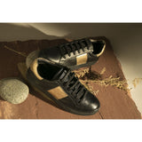 Saint Elen Black and Gold Leather Sneakers