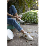 Saint Elen White and Gold Leather Sneakers