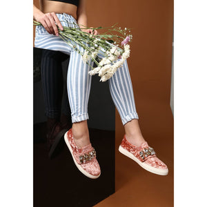 Saint Kacey Peach Velvet Sneaker