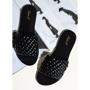 Saint Arianna Black Leather Handcrafted Woven Flats