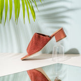 Saint Eloisa Brick Red Woven Block Heel Mules