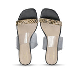 Python Leather Block Heels