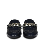 Saint Caeser Metal Chain Embellished Navy Mules - SaintG