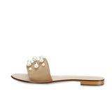 Saint Justine Natural Color Leather Slides - SaintG