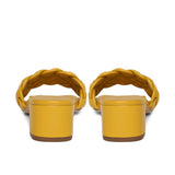 Saint Kate Yellow Leather Woven Mid Heeled Sandal