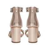 Saint Ornella Crystal Embellished Rose Gold Leather Heel