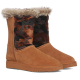 Saint Honora Tan Camo Italian Fabric-Leather Snug Boots