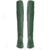 Saint Grace Green Leather Above The Knee Boots