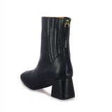 Saint Stellina Black Leather Back Zip Block Heel Boots