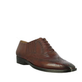 Mens Brown Leather Square Toe Lace Up Décor Slip On Shoes