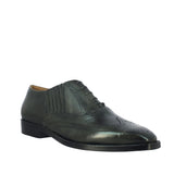 Mens Grey Leather Square Toe Lace Up Décor Slip On Shoes