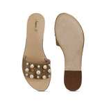 Saint Justine Natural Color Leather Slides - SaintG