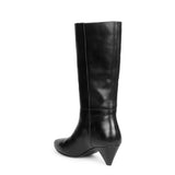 Saint Celestina Black Leather Cone Heel Calf Boots