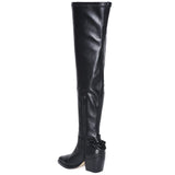 Saint Mareme Black Leather Above The Knee Boots