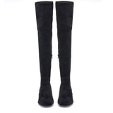 Saint Luisa Black Stretch Suede Above The Knee Heeled Boots
