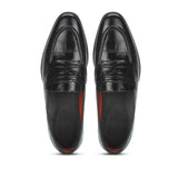 Saint Callisto  Black Croco Leather Embossed Moccasin Shoes