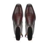 Saint Umberto Brown croco Embossed Two Color Toned Leather High Ankle Boot