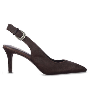 Saint Ginevra Brown Pony Hair Leather Handcrafted Kitten Heels