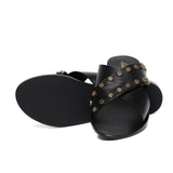 Saint Rosina Metal Studded Black Leather Flats