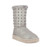 Saint Cassandra Metal Studded Silver Glitter Snug Boots