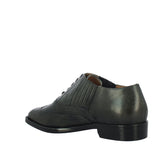 Mens Grey Leather Square Toe Lace Up Décor Slip On Shoes