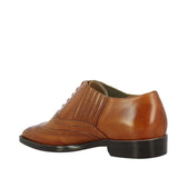 Mens Tan Leather Square Toe Lace Up Décor Slip On Shoes