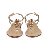 Saint Alena Rose Gold Stone Embellished Flats - SaintG