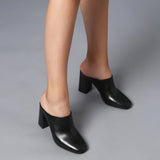 Saint Augustus Black Leather Mules