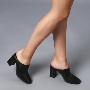 Saint Augustus Black Leather Mules