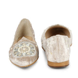 Saint Morwenna Hand Embroider Beige Ballerina