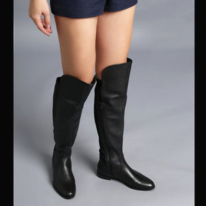 Saint Kelly Black Leather Above The Knee Boots