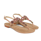 Saint Chiara Hand Embroidered Nude Leather Flats