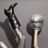 Saint Celestina Black Leather Cone Heel Calf Boots