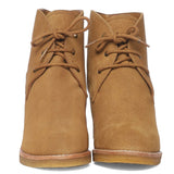Saint Tesorina Tan Suede Leather Lace-Up Wedge Boots