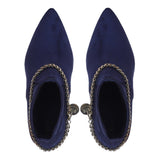 Saint Andrea Blue Stretch Suede Chain Embellished Ankle Boots