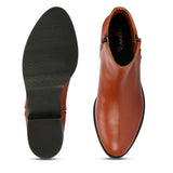 Saint Imelda Tan Leather Handcrafted Side Zippers Ankle Boots