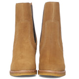Saint Tesora Tan Suede Leather Mid Heel Wedge Boots