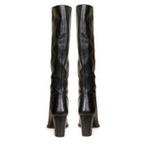 Saint Claretta Black Leather Knee High Heeled Boots