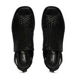 Saint Bella Leather Handcrafted Woven Open Toe Block Heel