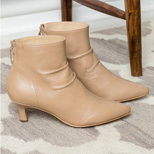 Saint Lovina Nude Slouch Leather Kitten Heel Ankle Boots