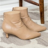 Saint Lovina Nude Slouch Leather Kitten Heel Ankle Boots