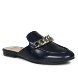 Saint Caeser Metal Chain Embellished Navy Mules - SaintG