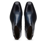 Saint Lothair Dark Blue Two Color Toned Leather Ankle Boot