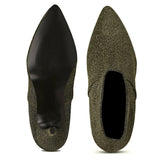 Saint Callista Gold Glitter Stretch Fabric Pointed Toe Ankle Boots