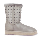 Saint Cassandra Metal Studded Grey Suede Snug Boots