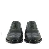 Mens Grey Leather Square Toe Lace Up Décor Slip On Shoes