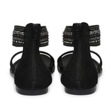 Saint Juliette Black Embroidered Leather Flats. - SaintG