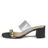 Python Leather Block Heels