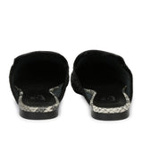 Grey Python and Black Woven Leather Mules