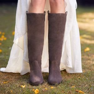 Saint Amabel Brown Suede Leather Pull On Knee High Boots